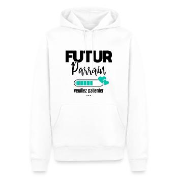 Futur parrain veuillez patienter - Sweat à capuche Premium bio Homme - blanc - Devant - Nico (187cm)