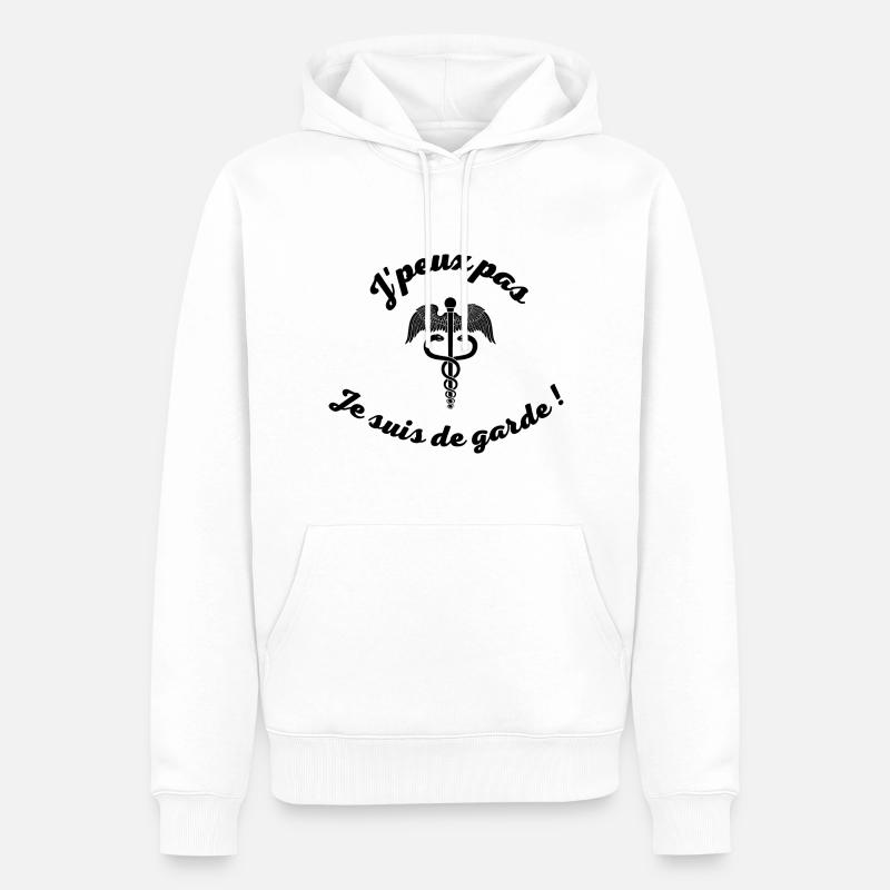 J peux pas je suis de garde médecin ! - Sweat à capuche Premium bio Homme - blanc