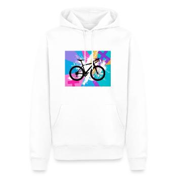 illustration,VTT,vélo de route,graffiti,rose - Sweat à capuche Premium bio Homme - blanc - Devant - Nico (187cm)