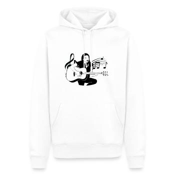 Klassischer Folkgitarrist spielt Gitarrennoten - Männer Premium Bio Hoodie - Weiß - Vorne - Nico (187cm)