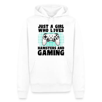 Gamer und Hamster: Videospiele und kleine Gefährten - Männer Premium Bio Hoodie - Weiß - Vorne - Nico (187cm)