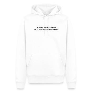 J'ai appris que tout ce qui brille vaut - Nekfeu - Sweat à capuche Premium bio Homme - blanc - Devant - Nico (187cm)