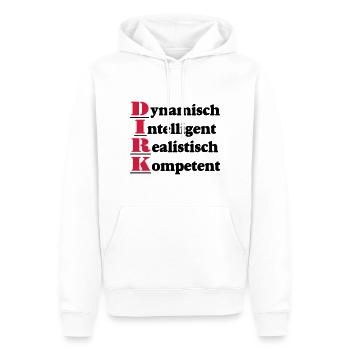 Dirk,Vorname,Namensschild,Name,Fun Shirt (25) - Männer Premium Bio Hoodie - Weiß - Vorne - Nico (187cm)