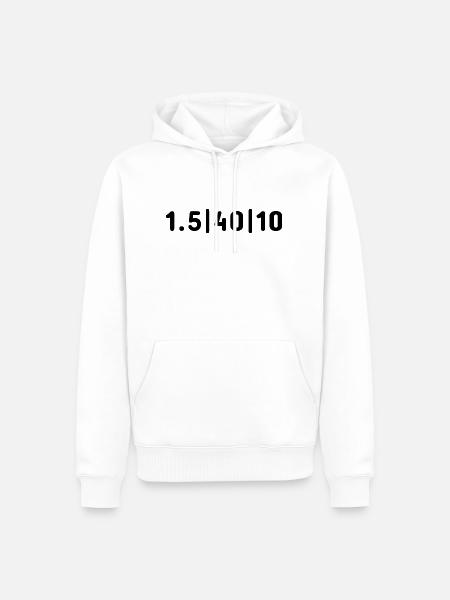 1.5|40|10 – Short Distance - Men’s Premium Organic Hoodie - white