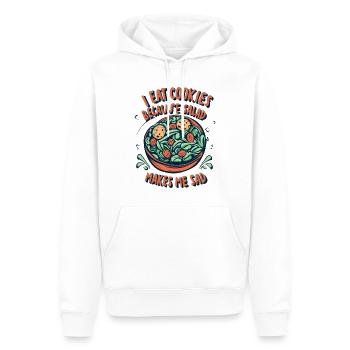 Je mange des biscuits parce que la salade me rend triste - Sweat à capuche Premium bio Homme - blanc - Devant - Nico (187cm)