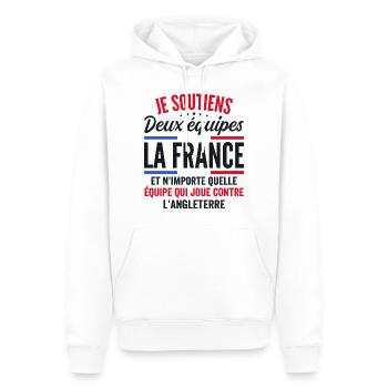 Je Soutiens Deux équipes la France - Sweat à capuche Premium bio Homme - blanc - Devant - Nico (187cm)