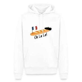 Baguette - Oh La La French - Sweat à capuche Premium bio Homme - blanc - Devant - Nico (187cm)