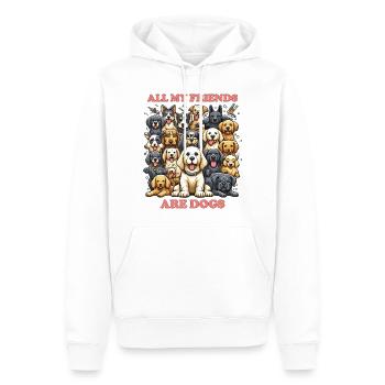 Tous mes amis sont des chiens, des animaux drôles - Sweat à capuche Premium bio Homme - blanc - Devant - Nico (187cm)