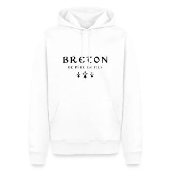 Breton de père en fils - Sweat à capuche Premium bio Homme - blanc - Devant - Nico (187cm)