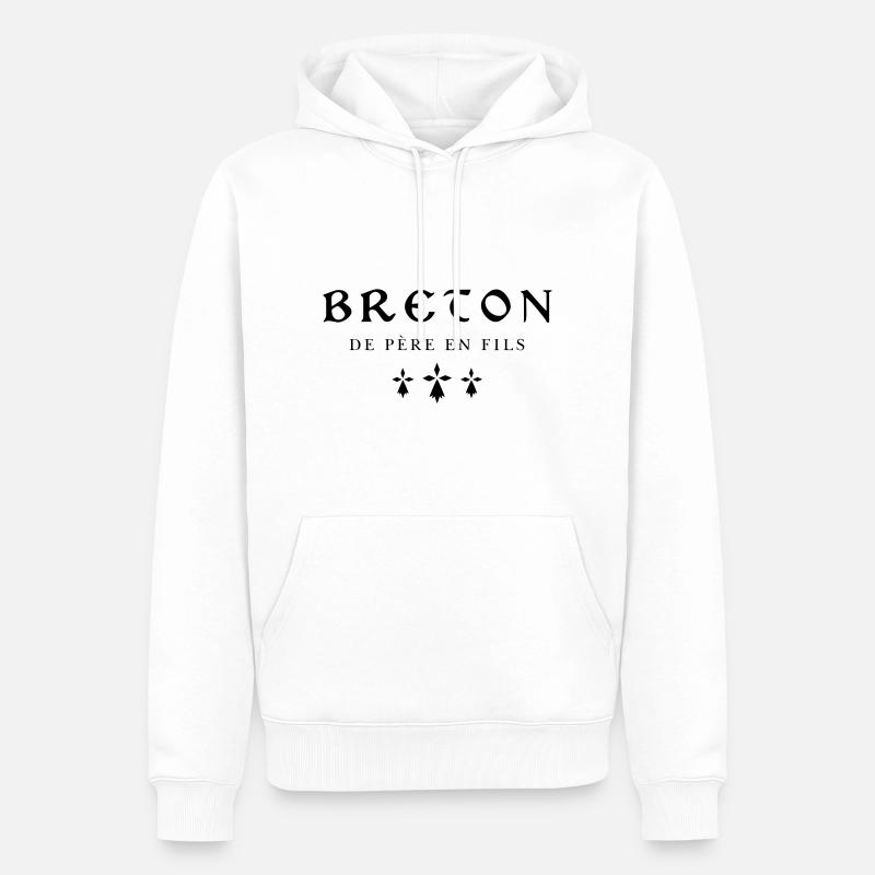 Breton de père en fils - Sweat à capuche Premium bio Homme - blanc