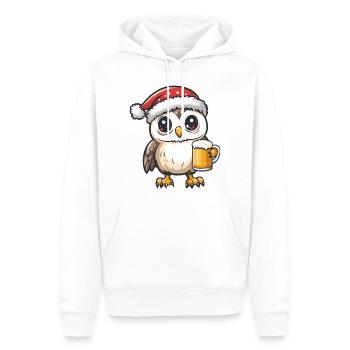 Eule Weihnachten Bier - Männer Premium Bio Hoodie - Weiß - Vorne - Nico (187cm)