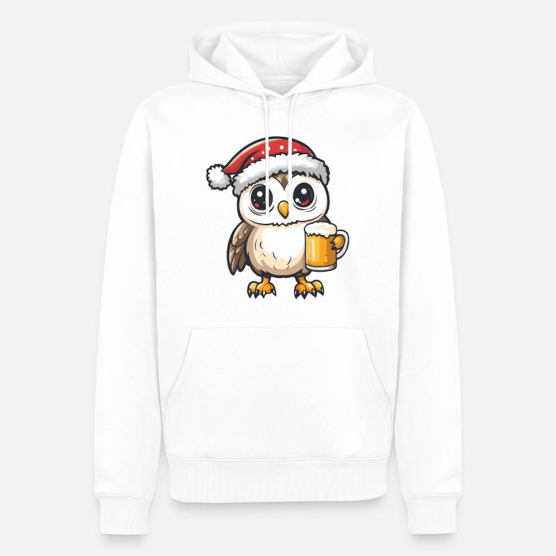 Bière de Noël Owl - Sweat à capuche Premium bio Homme - blanc