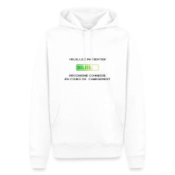 Prochaine connerie en cours de téléchargement - Sweat à capuche Premium bio Homme - blanc - Devant - Nico (187cm)
