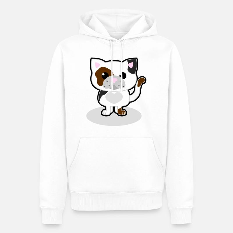 chat doux - Sweat à capuche Premium bio Homme - blanc