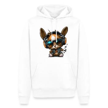 Lapin avec écouteurs et lunettes de soleil - Sweat à capuche Premium bio Homme - blanc - Devant - Nico (187cm)