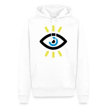 SYMBOLE OEIL OUVERT - Sweat à capuche Premium bio Homme - blanc - Devant - Nico (187cm)