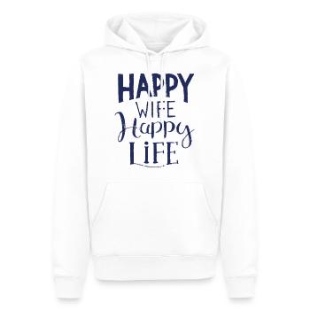 Heureuse femme vie heureuse disant femme - Sweat à capuche Premium bio Homme - blanc - Devant - Nico (187cm)