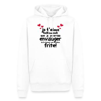 je t'aime tellement que je pourrais te donner... - Sweat à capuche Premium bio Homme - blanc - Devant - Nico (187cm)