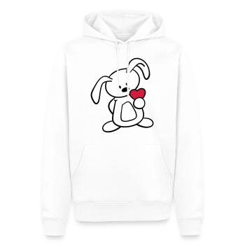 Ein niedlicher Hase schenkt Dir ein Herz - Männer Premium Bio Hoodie - Weiß - Vorne - Nico (187cm)