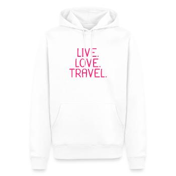 Live Love Travel Design Reisen Reise - Männer Premium Bio Hoodie - Weiß - Vorne - Nico (187cm)
