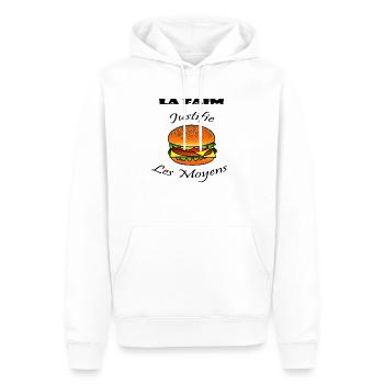 La Faim justifie les Moyens - Hamburger - Sweat à capuche Premium bio Homme - blanc - Devant - Nico (187cm)