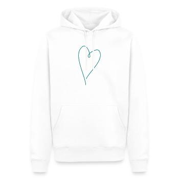 Coeur bleu sarcelle - Sweat à capuche Premium bio Homme - blanc - Devant - Nico (187cm)