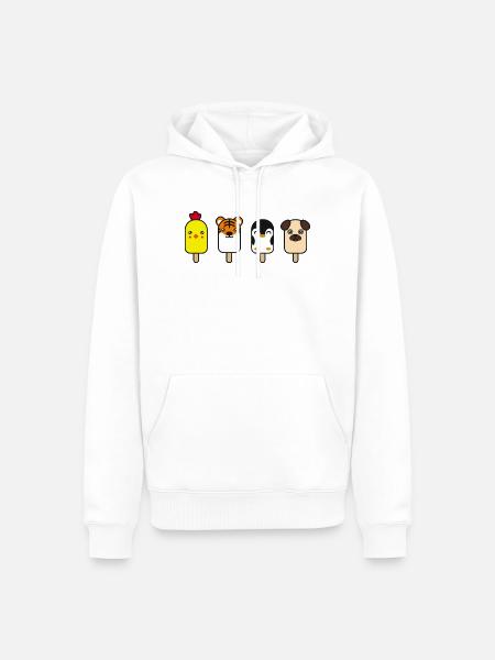 Tiere als Eis - Männer Premium Bio Hoodie - Weiß