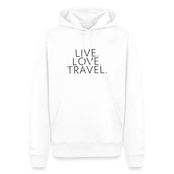 Live Love Travel Design Travel Travel Noir - Sweat à capuche Premium bio Homme - blanc - Devant - Nico (187cm)