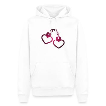 Handschelle Herz - Männer Premium Bio Hoodie - Weiß - Vorne - Nico (187cm)