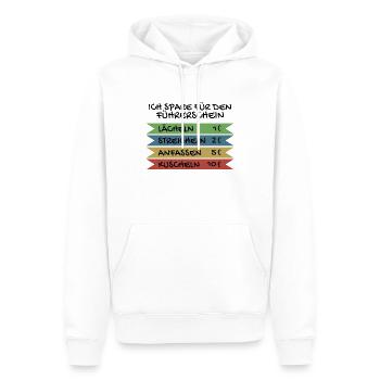Ich spare für den Führerschein - Männer Premium Bio Hoodie - Weiß - Vorne - Nico (187cm)