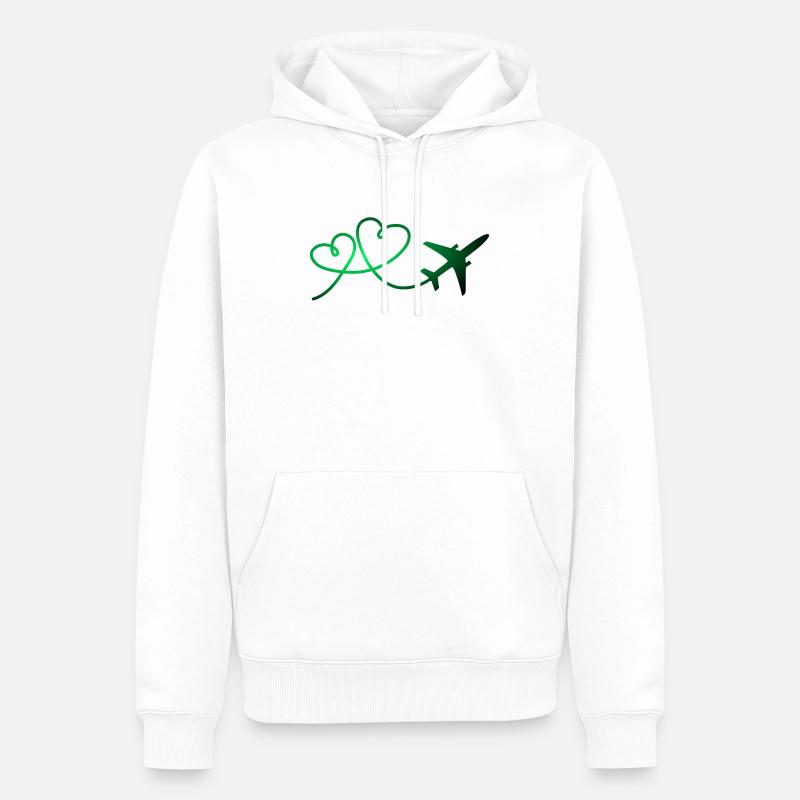 Aviateur d'avion avec coeur - Sweat à capuche Premium bio Homme - blanc