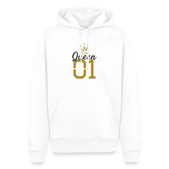 Queen 01 Krone - Männer Premium Bio Hoodie - Weiß - Vorne - Nico (187cm)