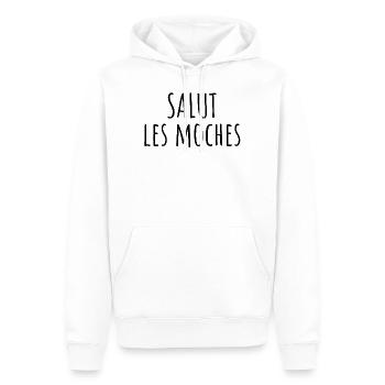 Salut les moches. Cadeau Drôle Cool - Sweat à capuche Premium bio Homme - blanc - Devant - Nico (187cm)