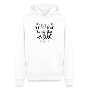 Ich habe mit Abstand den besten Mann der Welt. - Männer Premium Bio Hoodie - Weiß - Vorne - Nico (187cm)