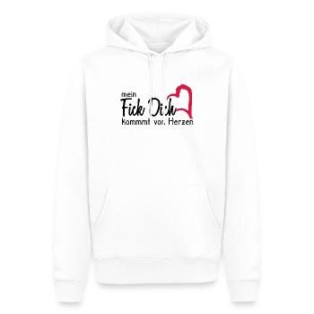 Mein Fick dich kommt von Herzen - Männer Premium Bio Hoodie - Weiß - Vorne - Nico (187cm)