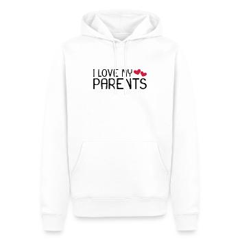 Ich liebe meine Eltern - Männer Premium Bio Hoodie - Weiß - Vorne - Nico (187cm)