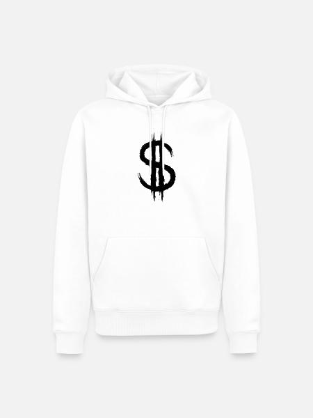 Dollar symbole argent dollar - Sweat à capuche Premium bio Homme - blanc