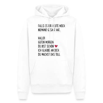 Komplimente - Männer Premium Bio Hoodie - Weiß - Vorne - Nico (187cm)