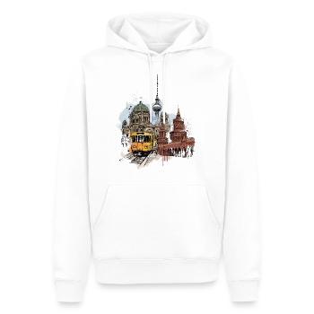 Collage du métro de Berlin - Sweat à capuche Premium bio Homme - blanc - Devant - Nico (187cm)