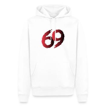 69 numéro de symbole soixante-neuf - Sweat à capuche Premium bio Homme - blanc - Devant - Nico (187cm)