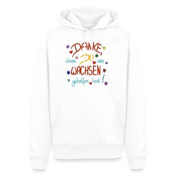 Danke, dass Du uns wachsen geholfen hast! - Männer Premium Bio Hoodie - Weiß - Vorne - Nico (187cm)