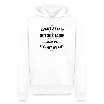 Avant j'étais Octogénaire mais ça c'était avant - Sweat à capuche Premium bio Homme - blanc - Devant - Nico (187cm)