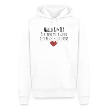 Hallo Tante! Ich freue mich dich kennenzulernen! - Männer Premium Bio Hoodie - Weiß - Vorne - Nico (187cm)