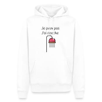 je peux pas j'ai douche - Sweat à capuche Premium bio Homme - blanc - Devant - Nico (187cm)