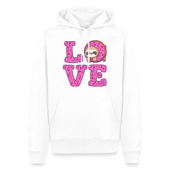 amour paresse donut paresse - Sweat à capuche Premium bio Homme - blanc - Devant - Nico (187cm)