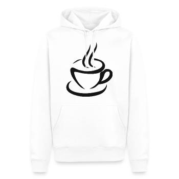 Tasse de café en grains de café - Sweat à capuche Premium bio Homme - blanc - Devant - Nico (187cm)