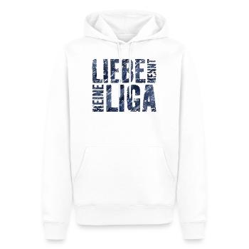 LIEBE KENNT KEINE LIGA - Männer Premium Bio Hoodie - Weiß - Vorne - Nico (187cm)
