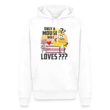 Juste une souris qui aime le fromage - Sweat à capuche Premium bio Homme - blanc - Devant - Nico (187cm)