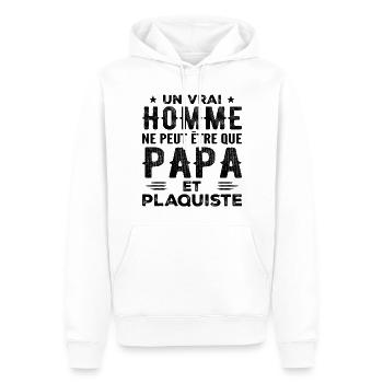 Ein richtiger Mann ist nur Papa und Stuckateur - Männer Premium Bio Hoodie - Weiß - Vorne - Nico (187cm)