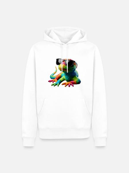LIZARD cool multicolor - Männer Premium Bio Hoodie - Weiß